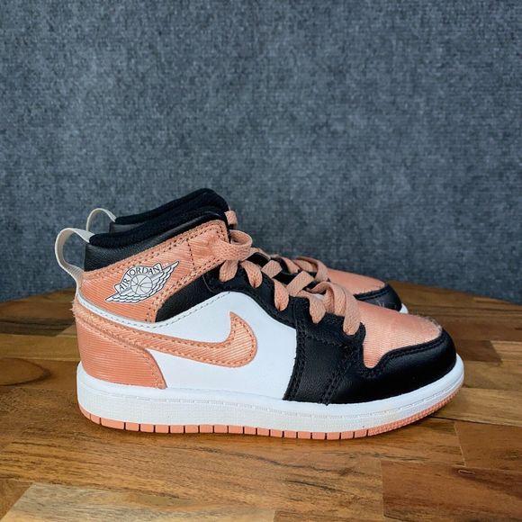 Jordan Other - Jordan 1 Mid Toddler Size 10.5 Athletic Shoes Pink White Light madder root Satin